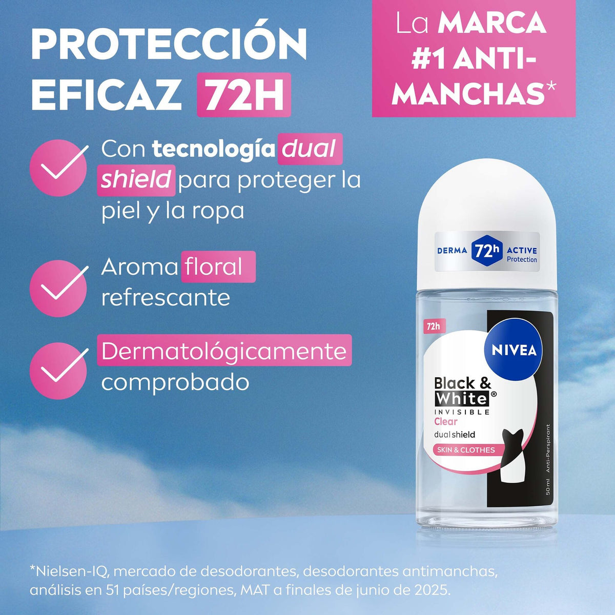 Desodorante rollon black&white woman Nivea 50ml