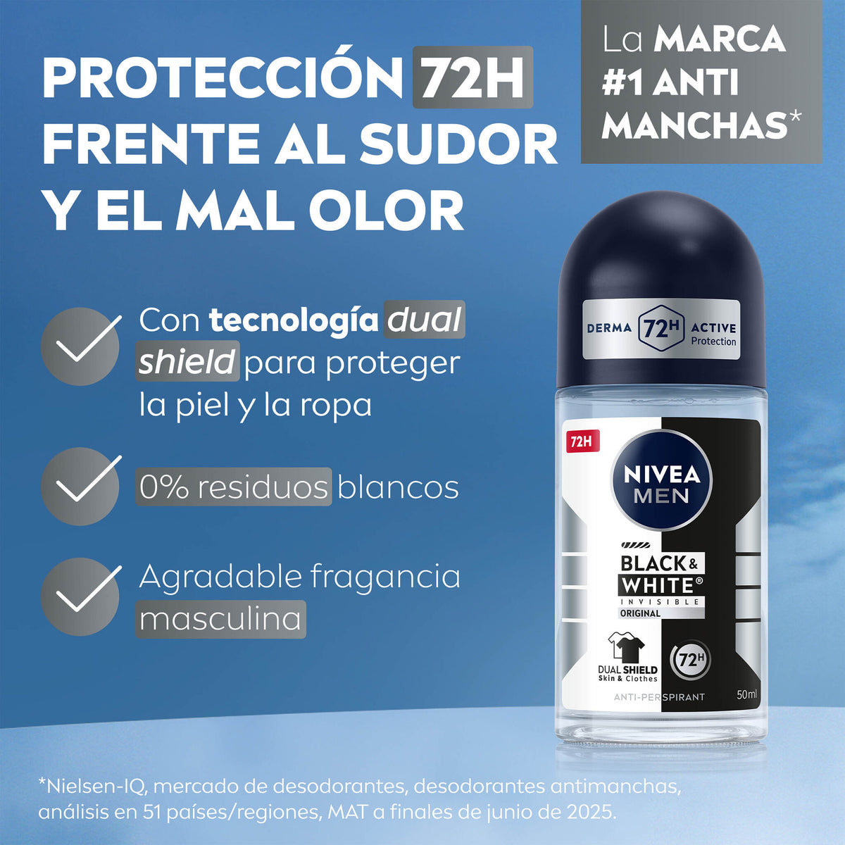 Desodorante rollon black&white men Nivea 50ml