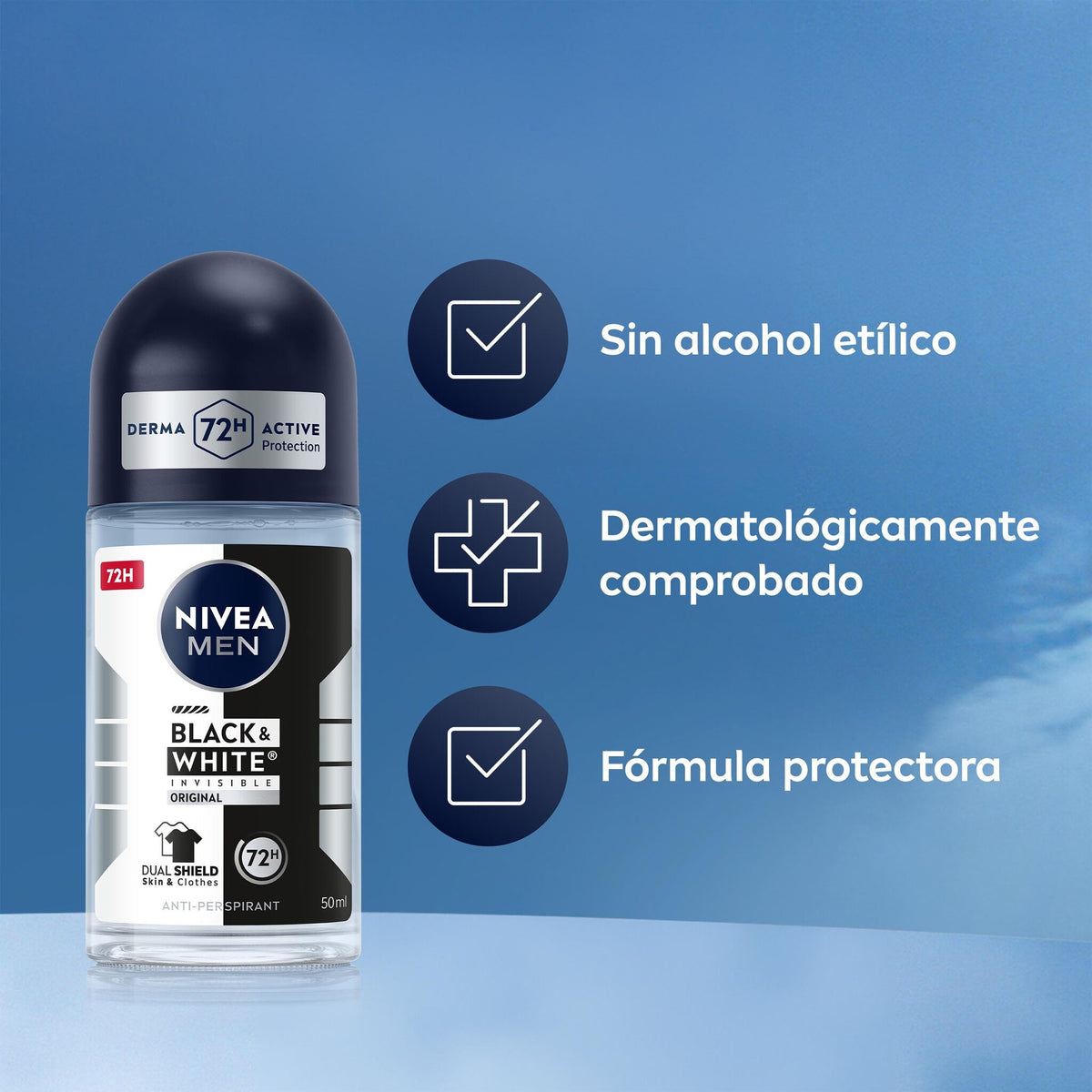 Desodorante rollon black&white men Nivea 50ml