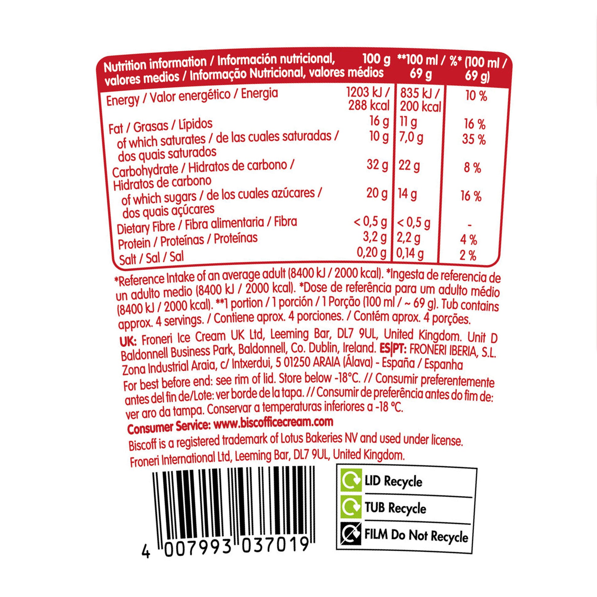 Tarrina  Biscoff 425ml