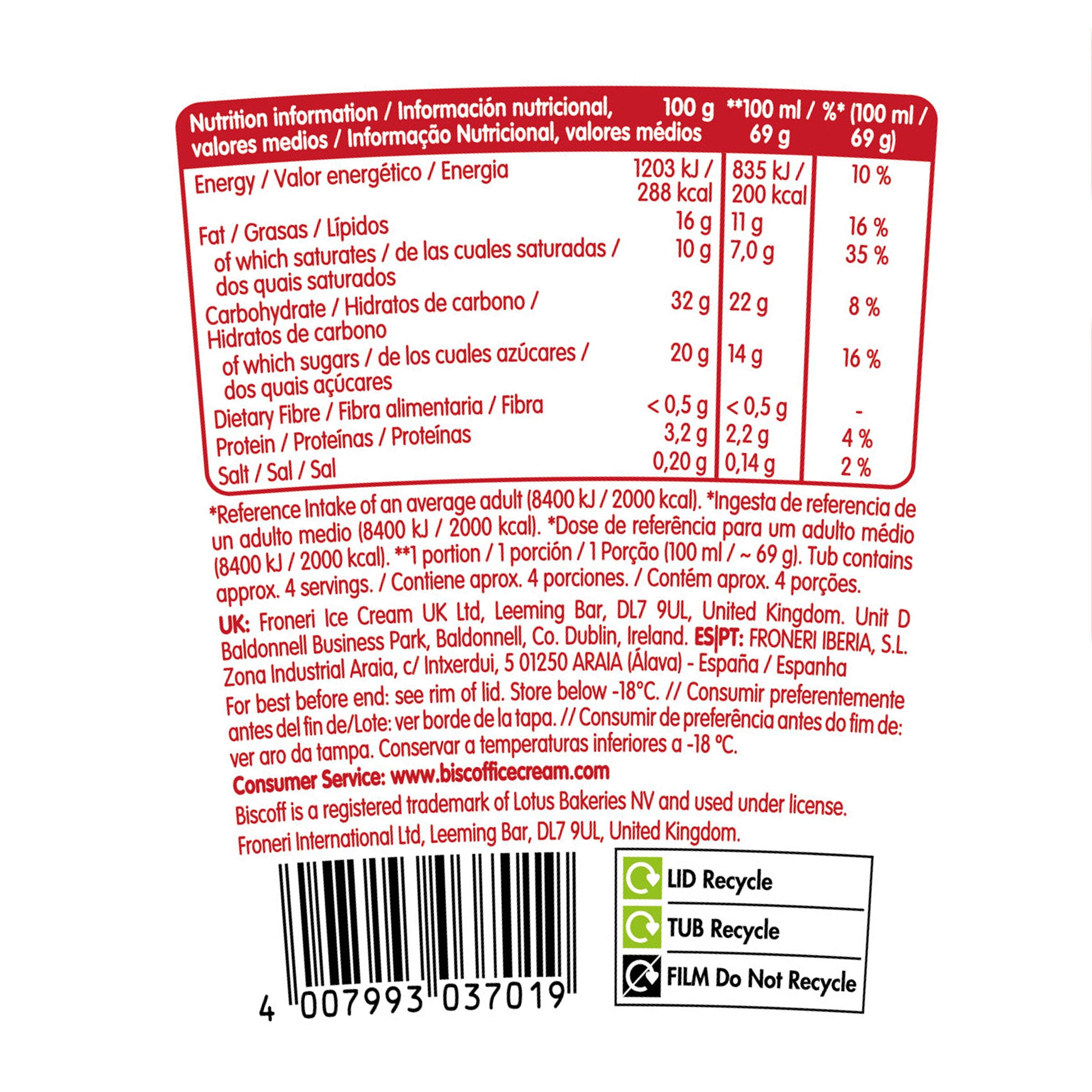 Tarrina  Biscoff 425ml