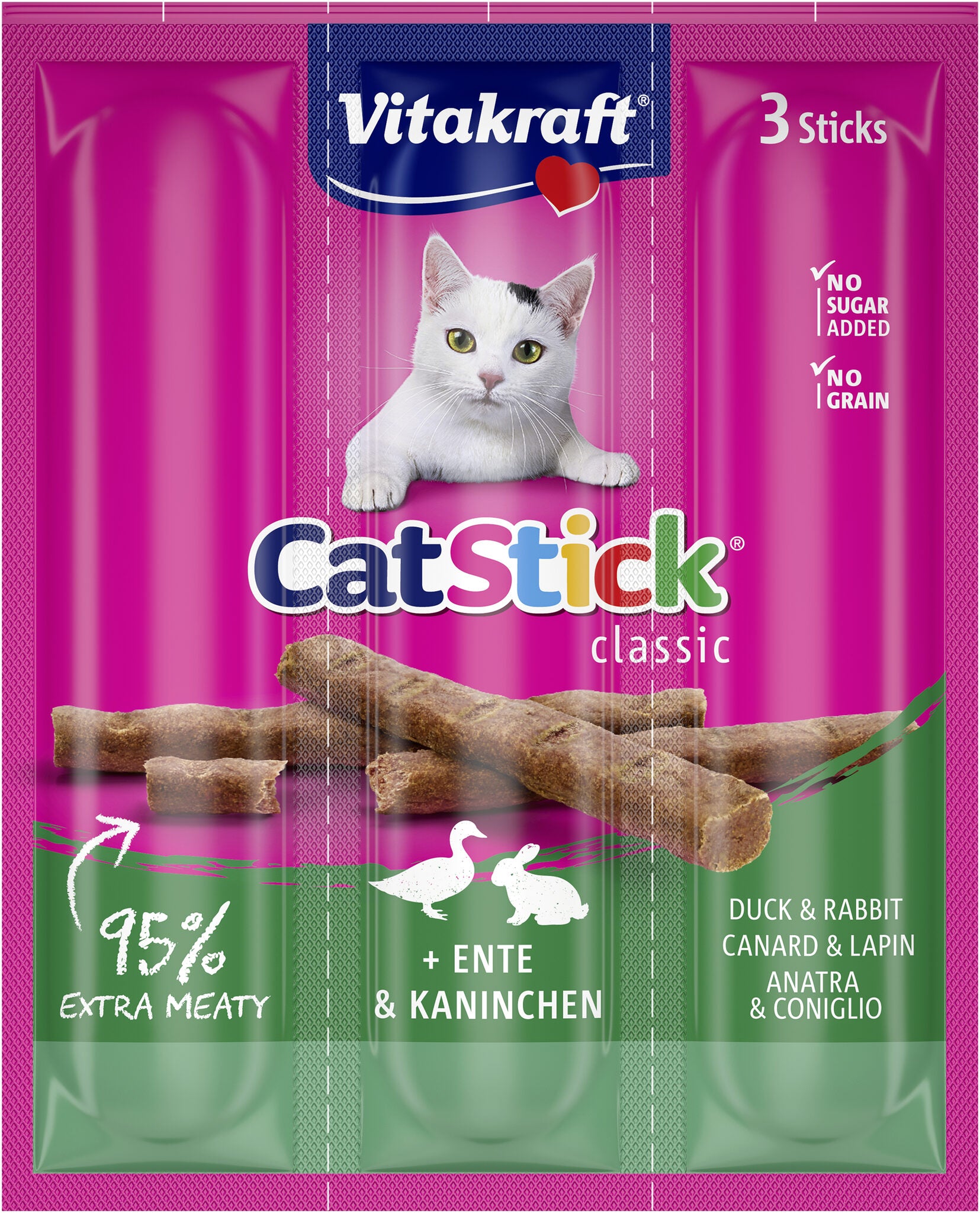 Snacks gatos pato/conejo Vitakraft p3 18g