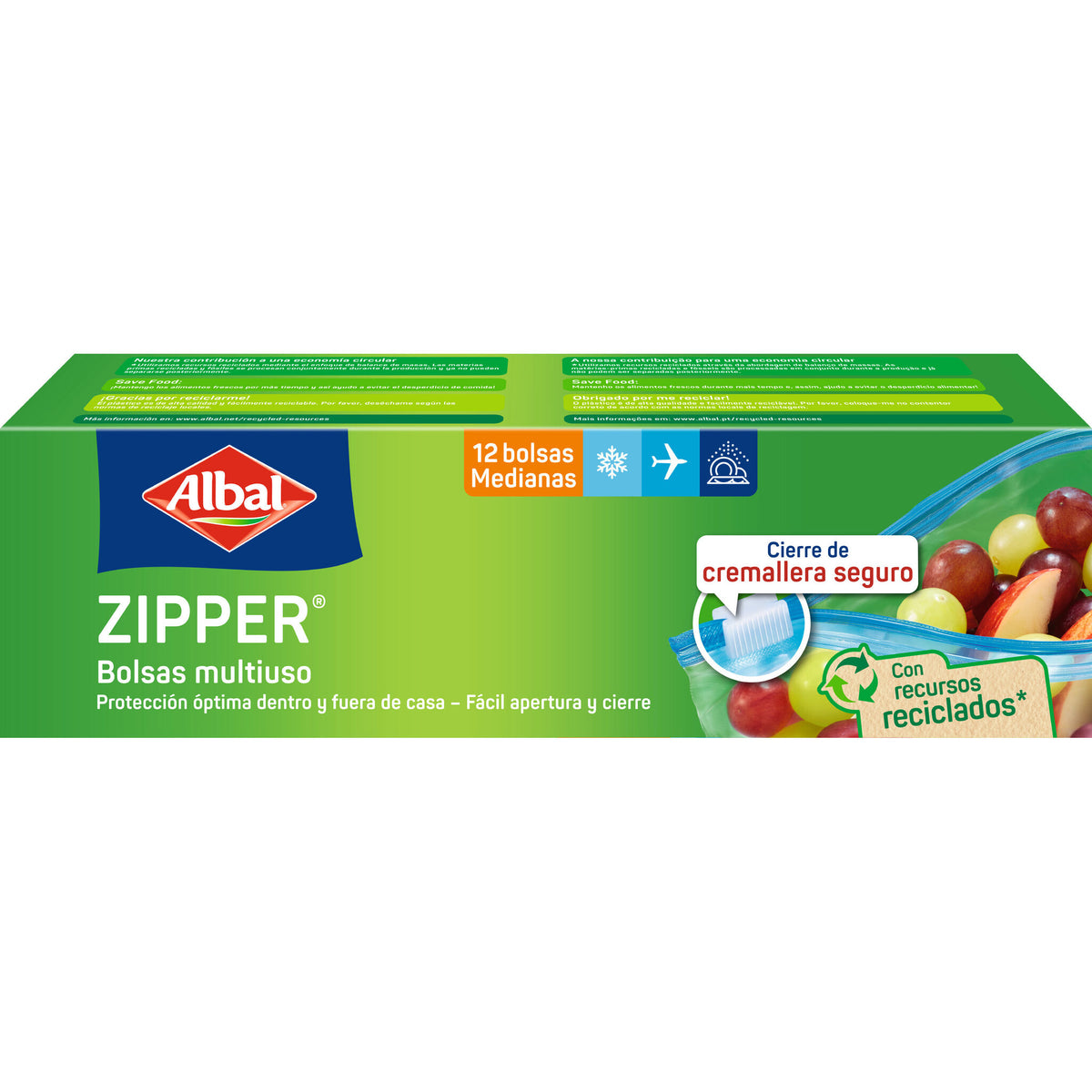 Bolsas medianas multiusos zipper Albal 12 bolsas