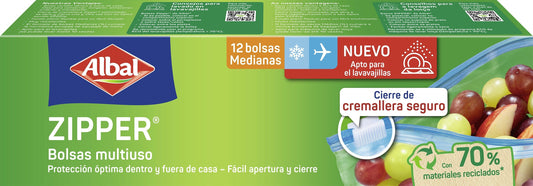 Bolsas medianas multiusos zipper Albal 12 bolsas La Despensa