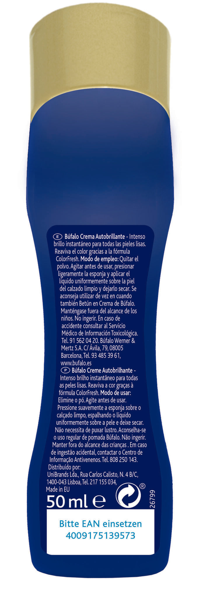 Crema calzad0 azúl autobrillante Búfalo 50ml