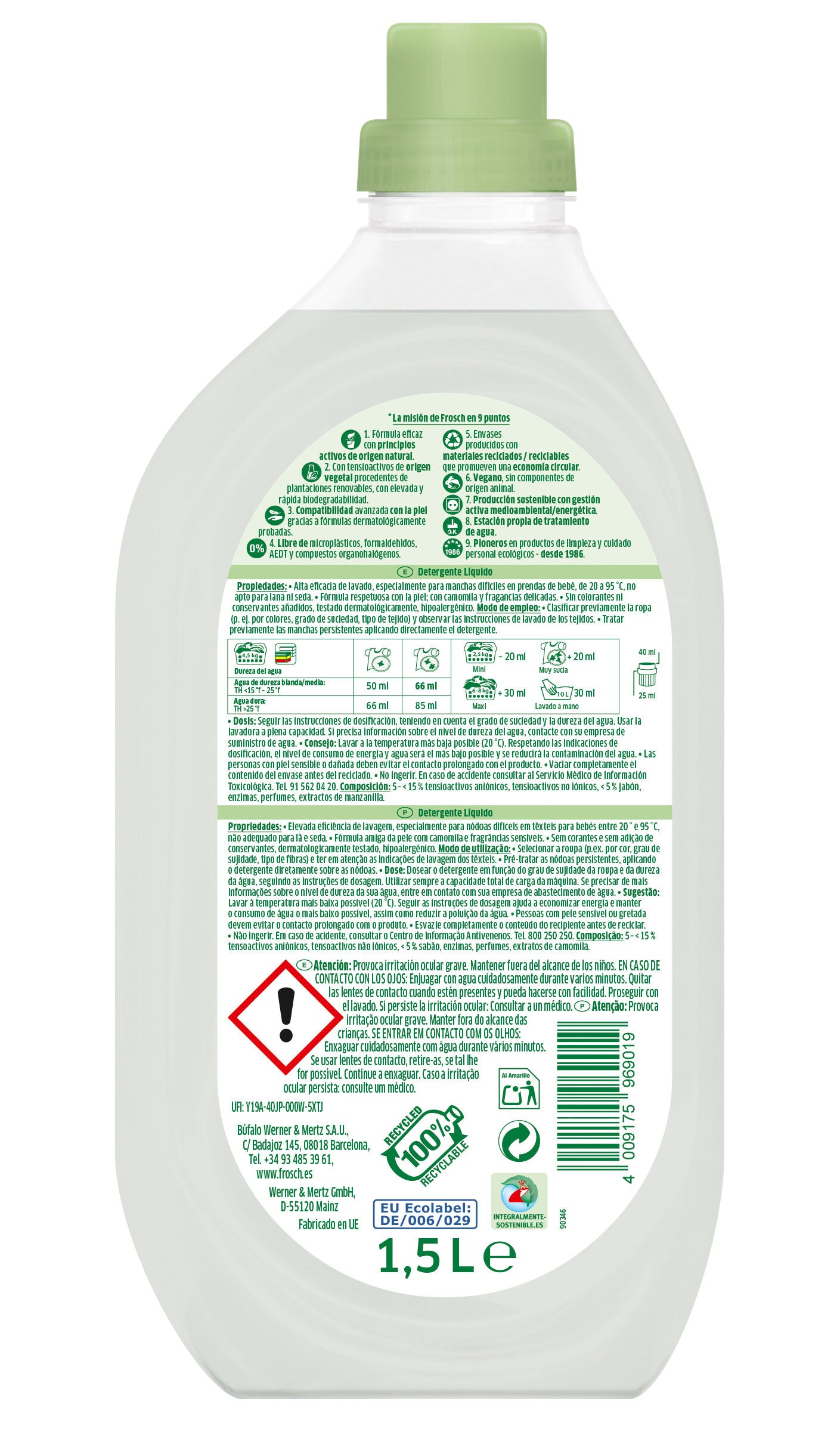 Detergente líquido baby Frosch 22d
