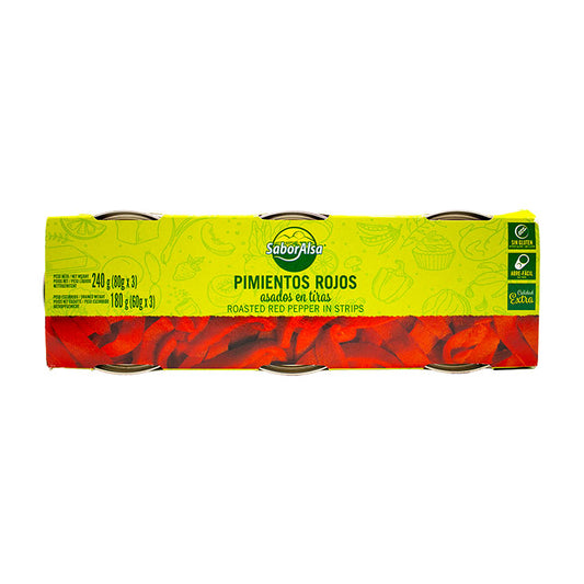 Pimiento rojo asado tira lata Saboralsa p3 60g/u escurr La Despensa
