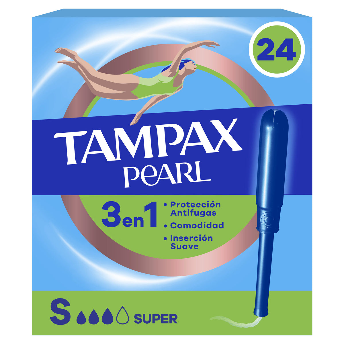 Tampón super pearl Tampax 24u