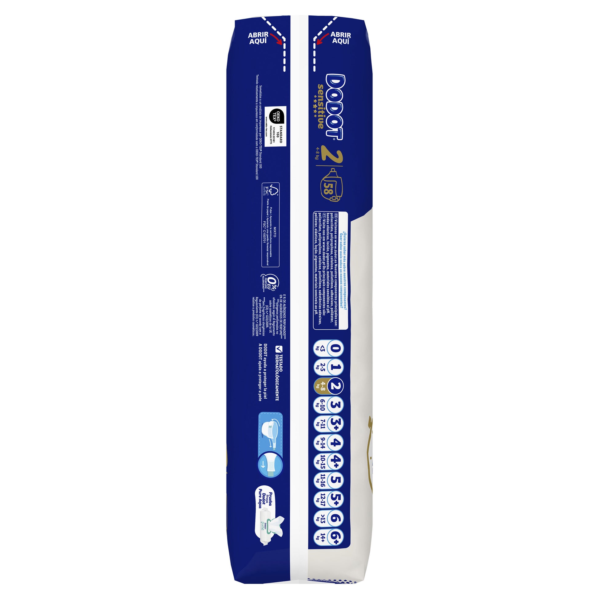 Pañal sensitive t2 Dodot p58