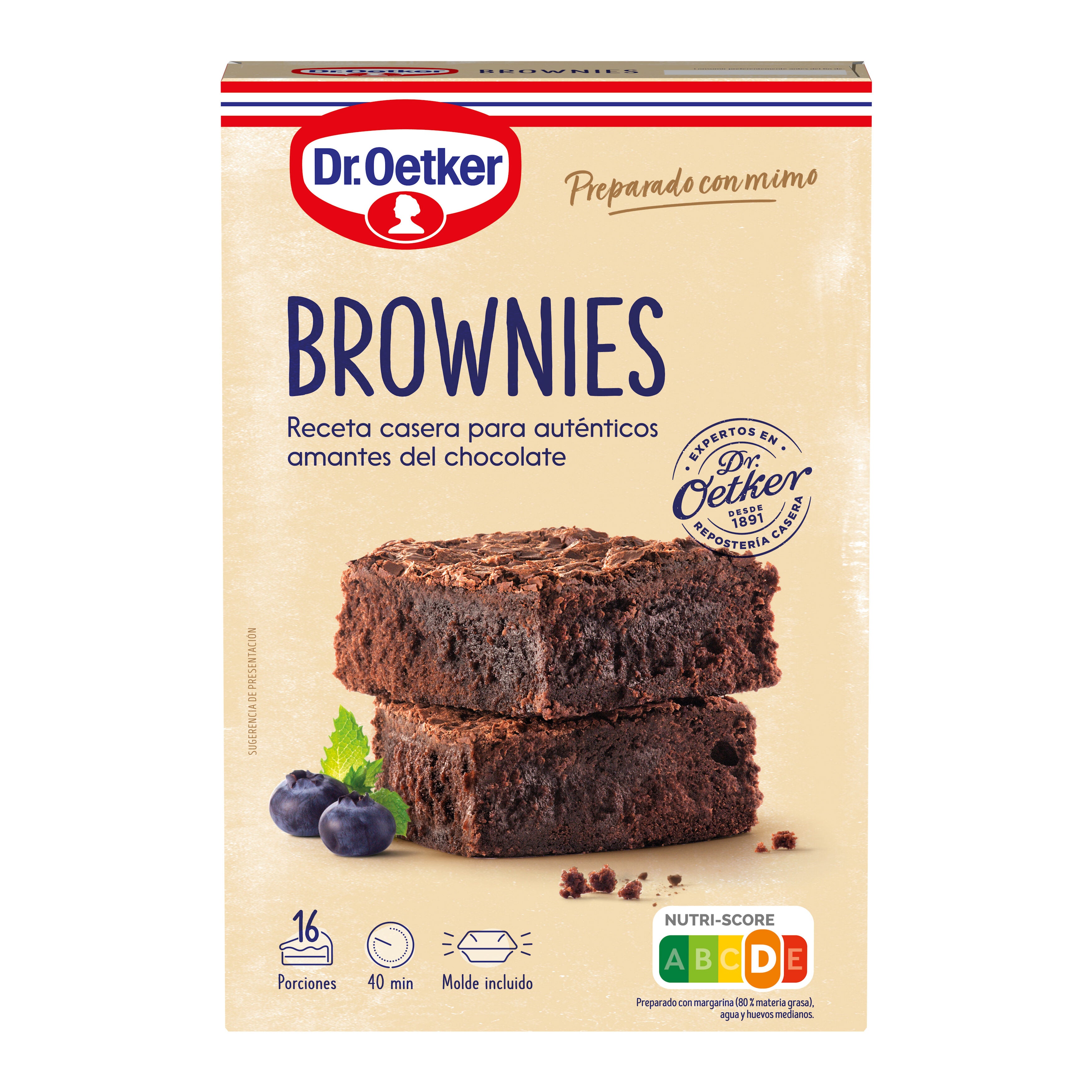Preparado tarta brownies c/molde Dr oetker 456g
