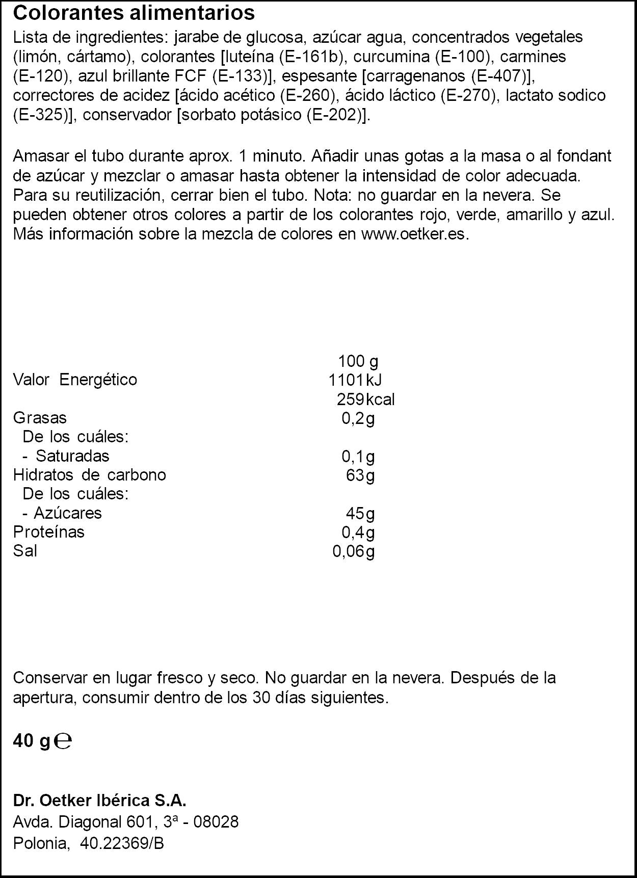 Colorante alimetario Dr oetker 40g