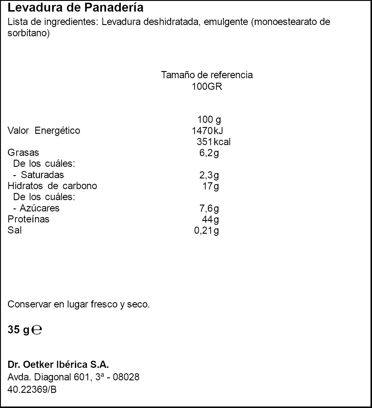 Levadura panaderia Dr oetker 35g