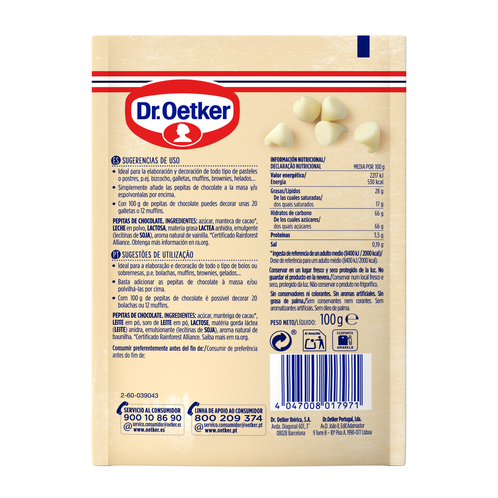 Perlitas chocolate blanco Dr Oetker 100g