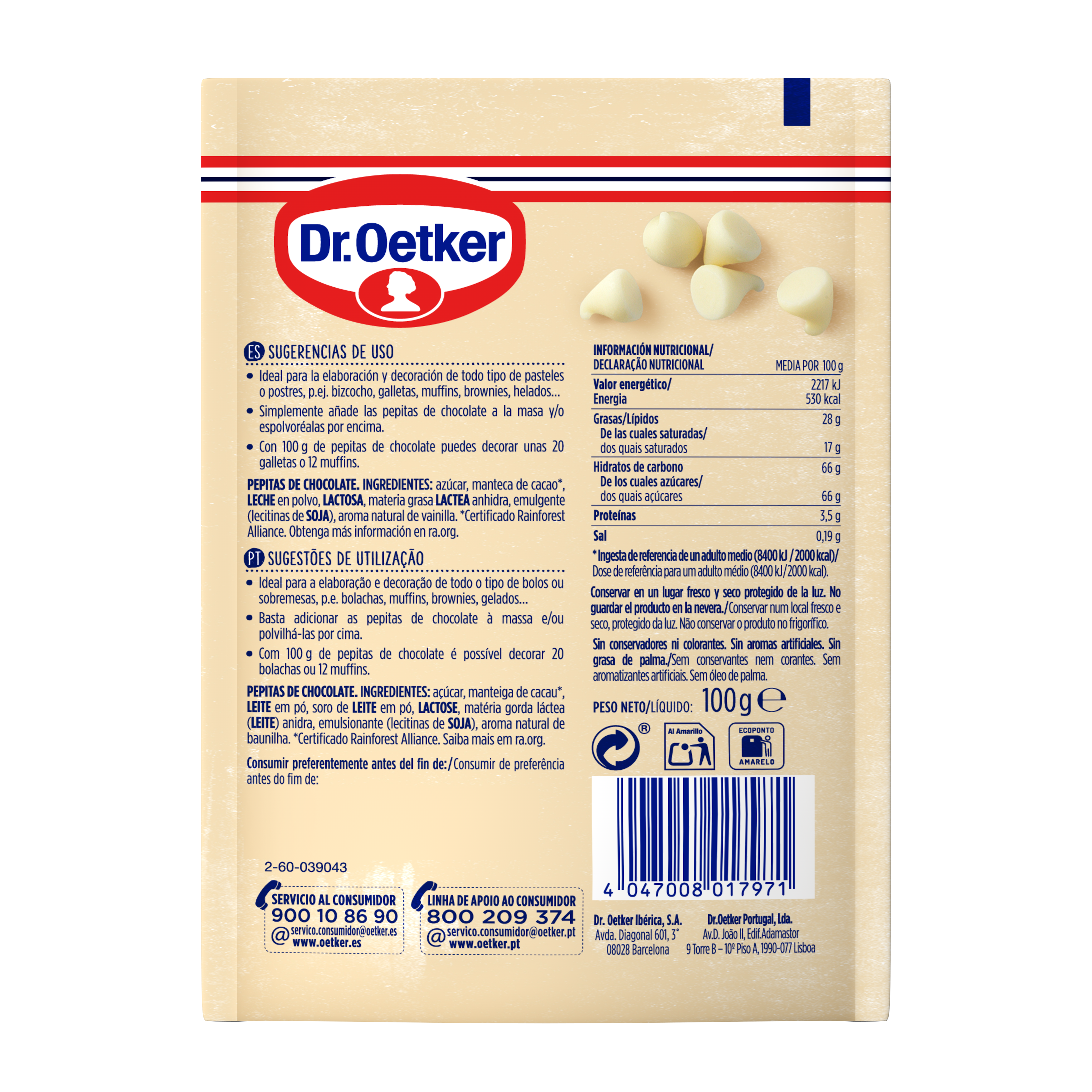 Perlitas chocolate blanco Dr Oetker 100g
