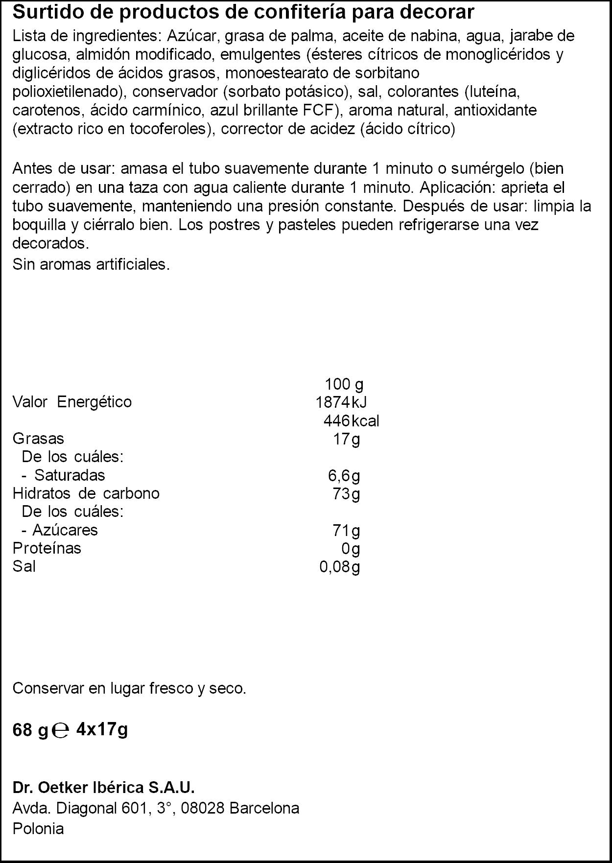 Lapices pasteleros color pastel Dr Oetker p4 60g