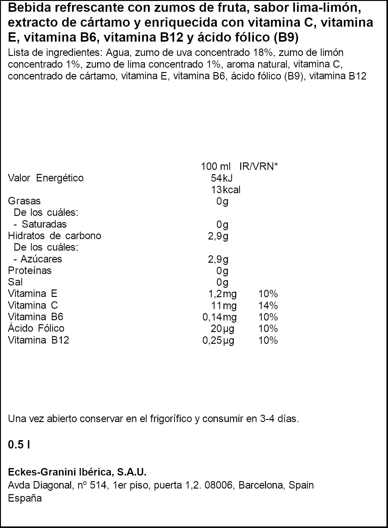 Agua vitaminado revitalizante c/fruta Hohes c 500ml