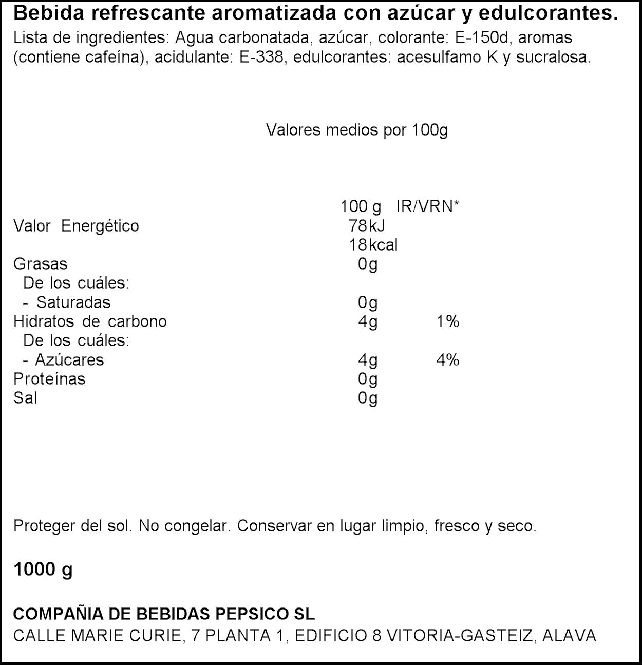 Refresco cola  Pepsi 1l