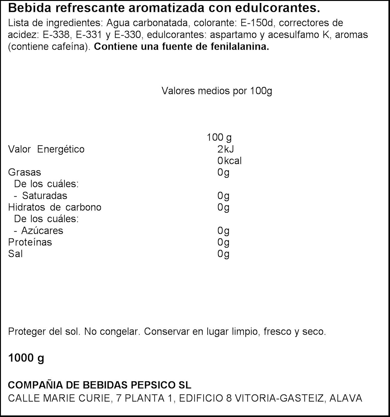 Refresco cola  Pepsi max 1l