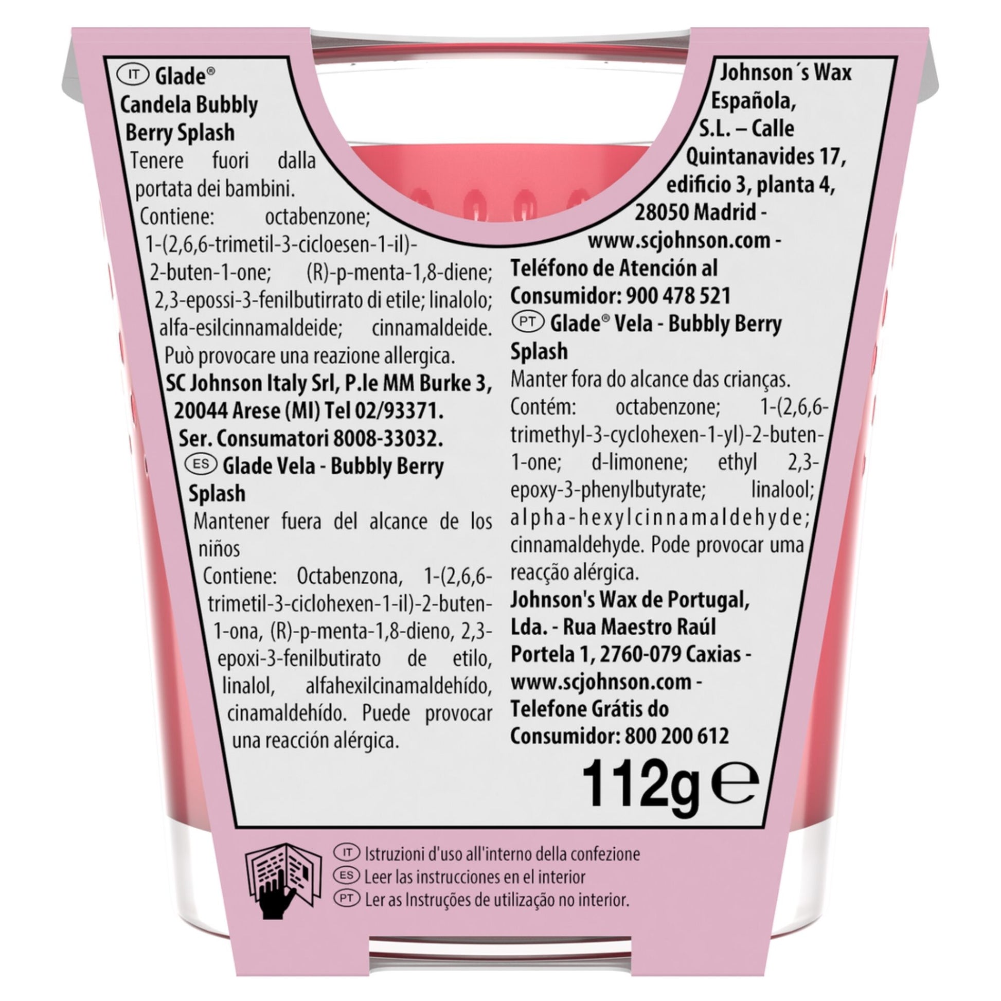 Ambientador vela bubbly berry Glade 112ml