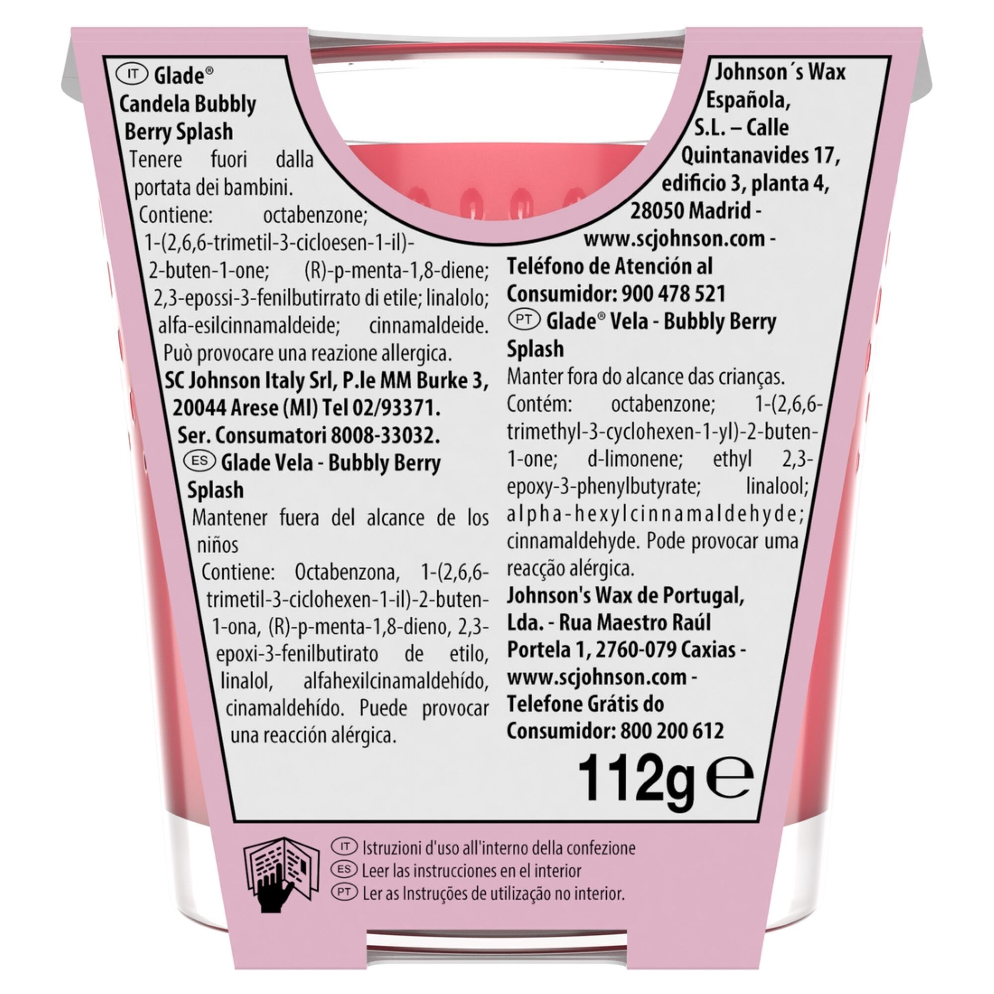 Ambientador vela bubbly berry Glade 112ml