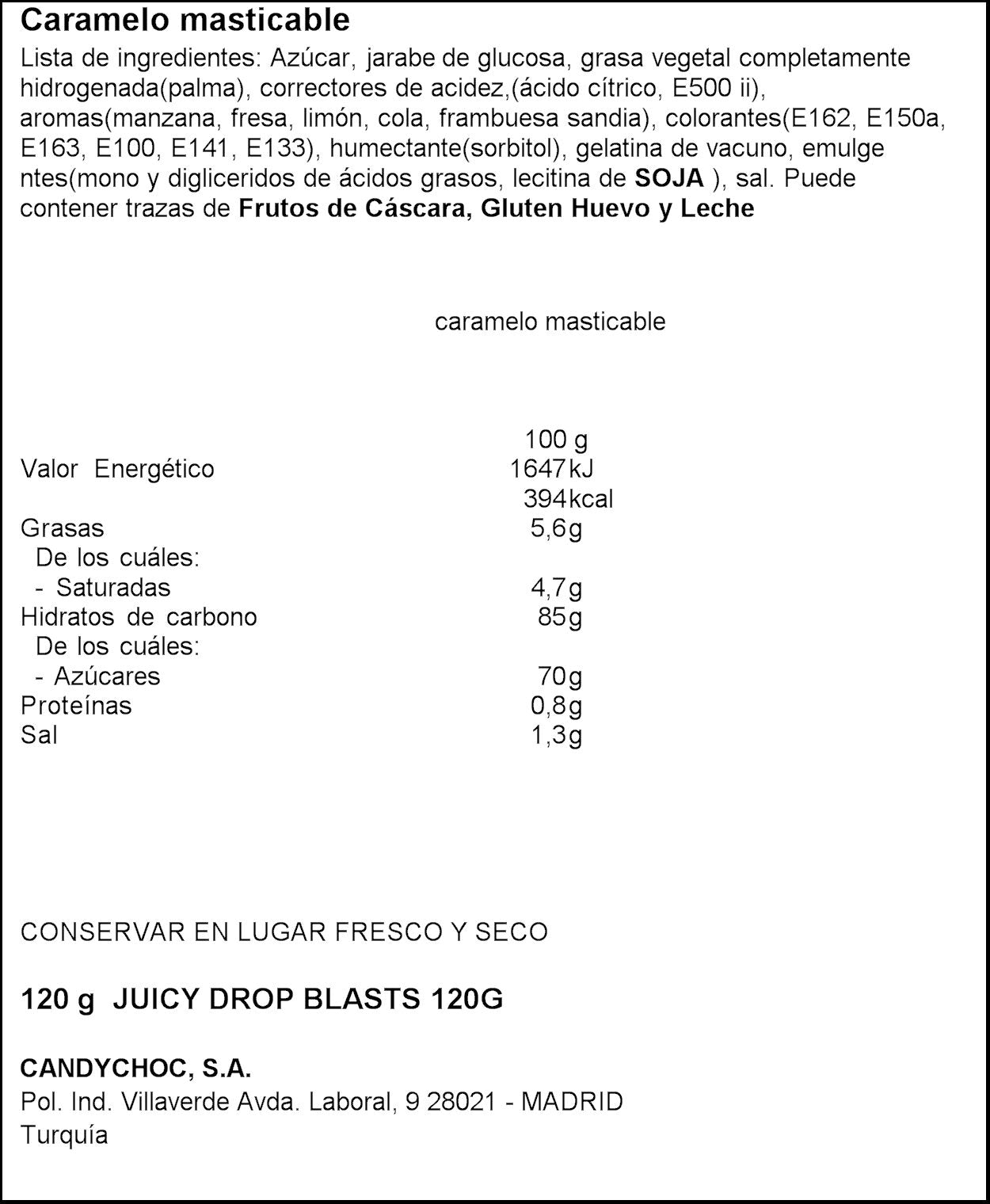 Caramelo blando fruta Bazooka 120g