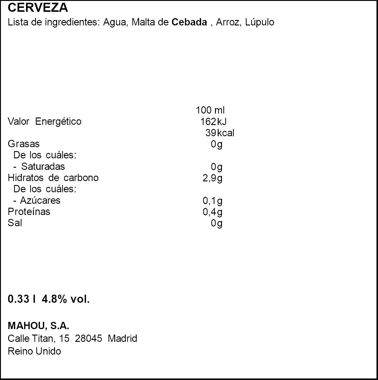 Cerveza especial lata Budweiser 330ml
