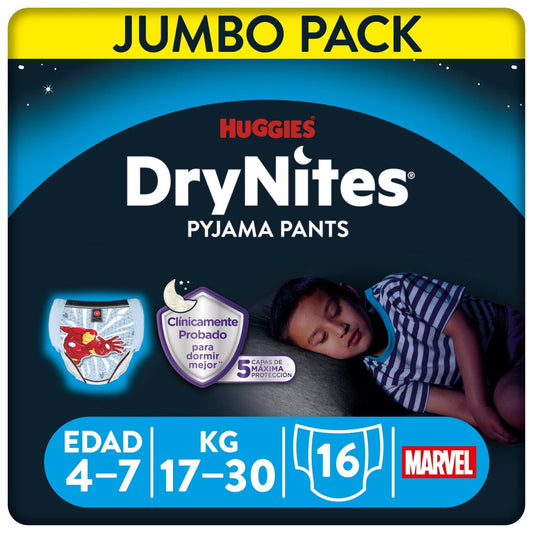 Pañal calzoncillo absorbente Drynites 16u 4-7 años La Despensa