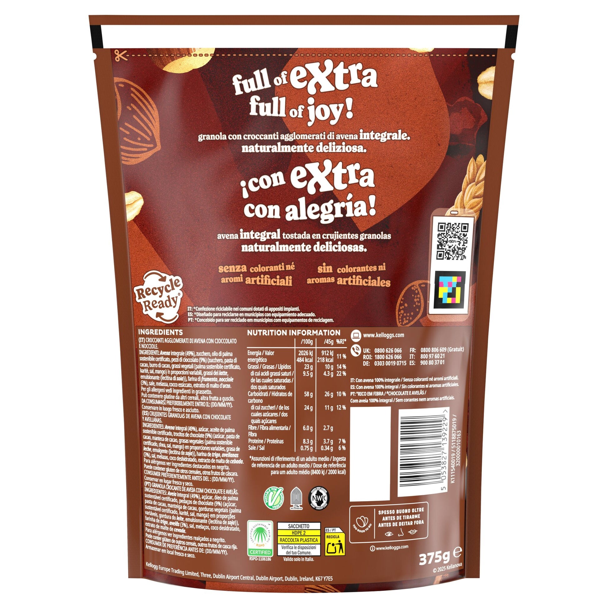 Cereal crujiente c/ extra chocolate bolsa Kellogg's 375g