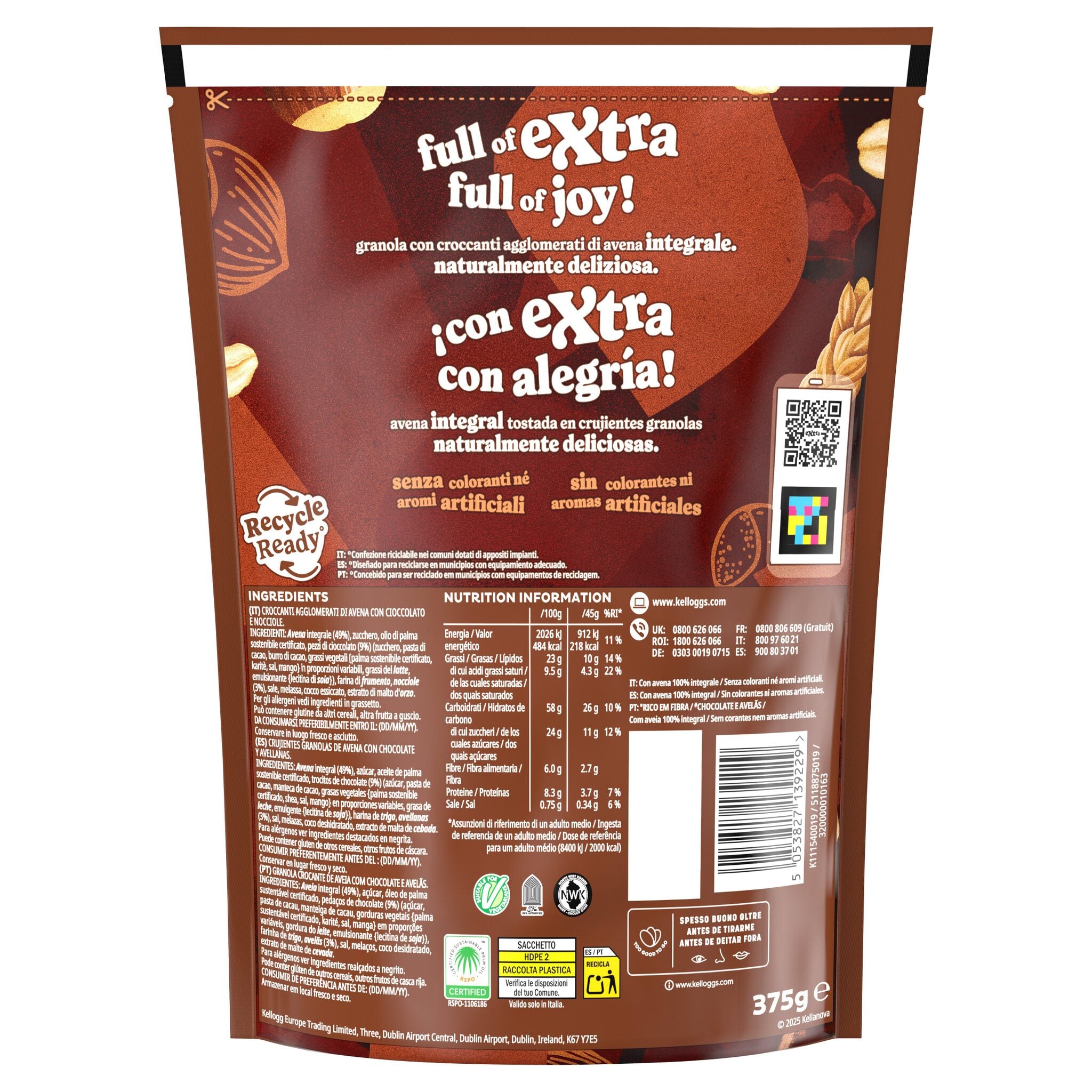 Cereal crujiente c/ extra chocolate bolsa Kellogg's 375g