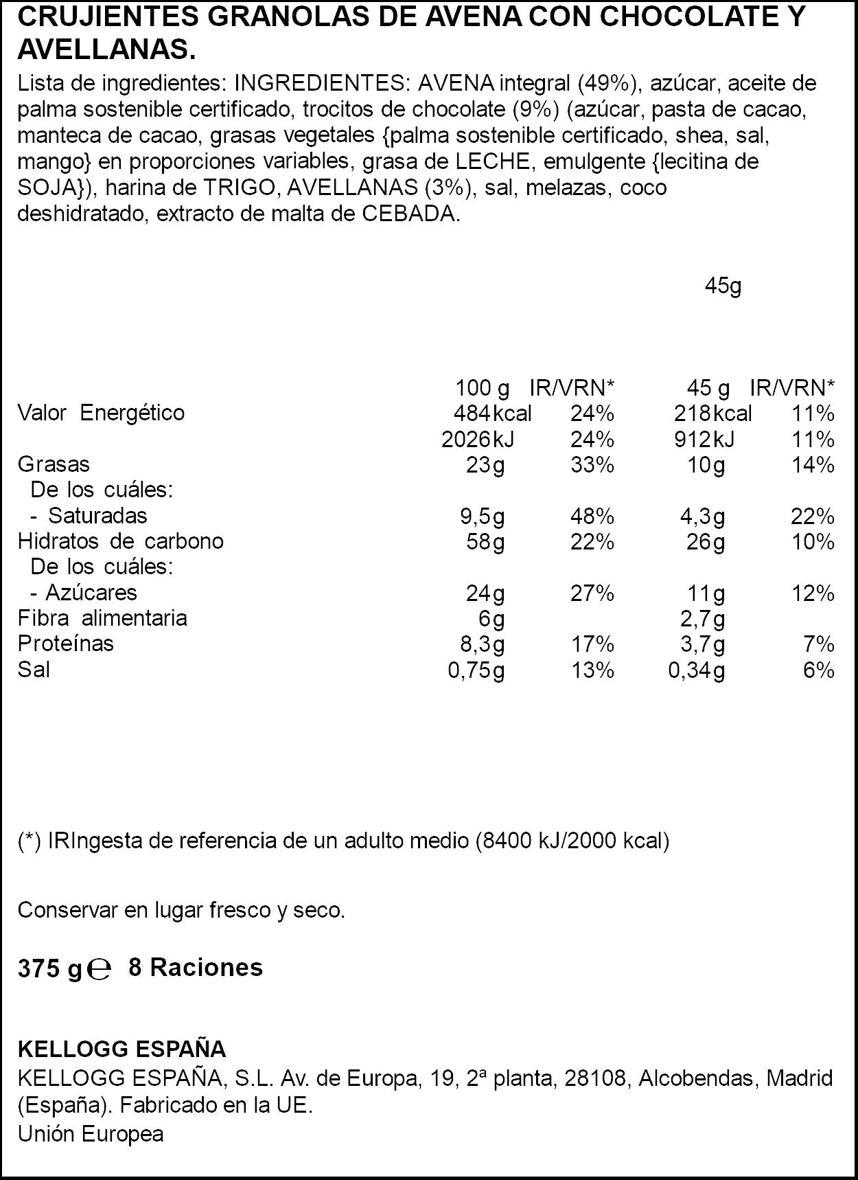 Cereal crujiente c/ extra chocolate bolsa Kellogg's 375g
