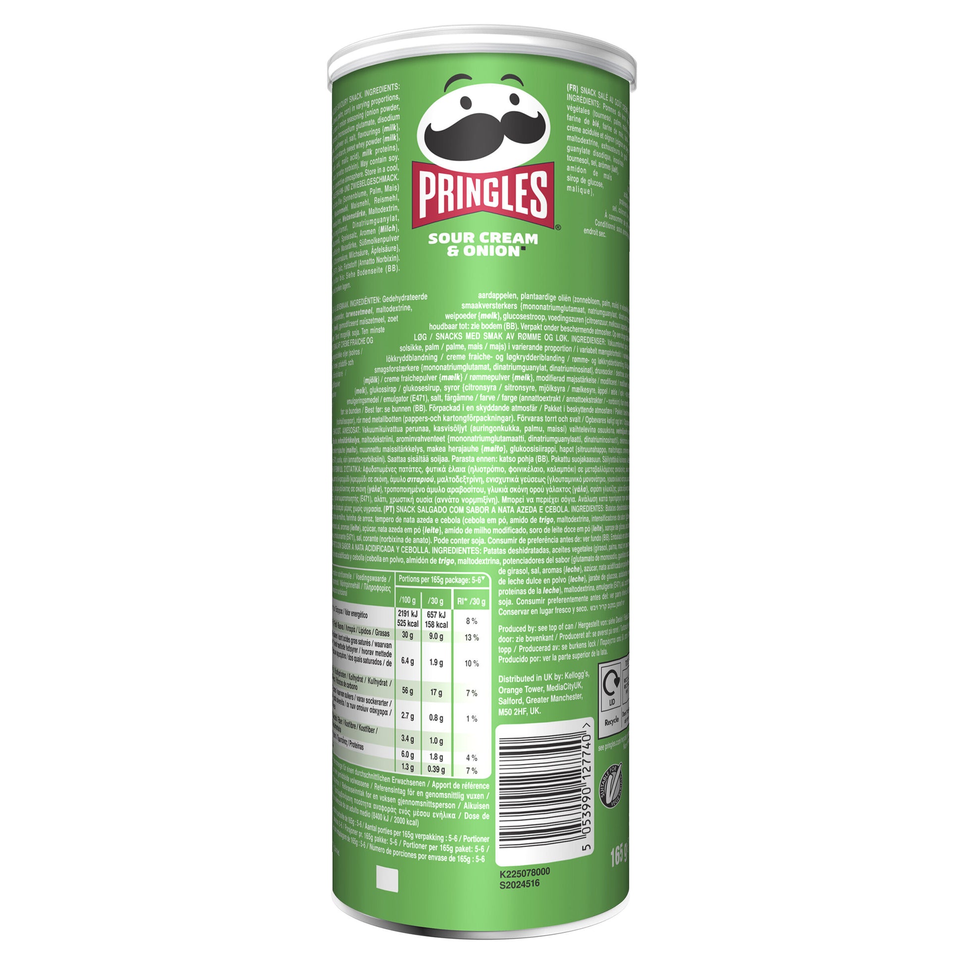 Patatas fritas sour cream & onion Pringles 165g