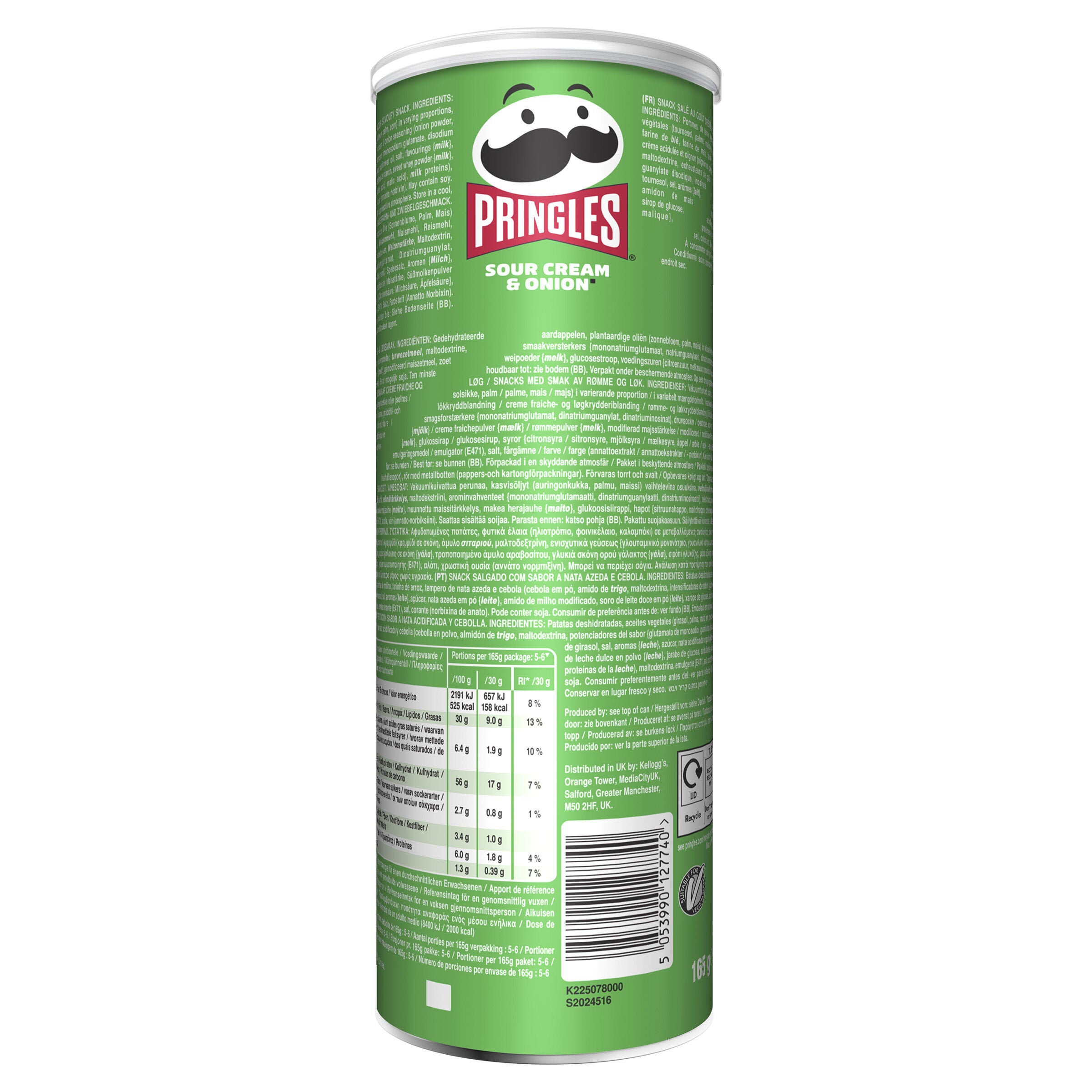 Patatas fritas sour cream & onion Pringles 165g