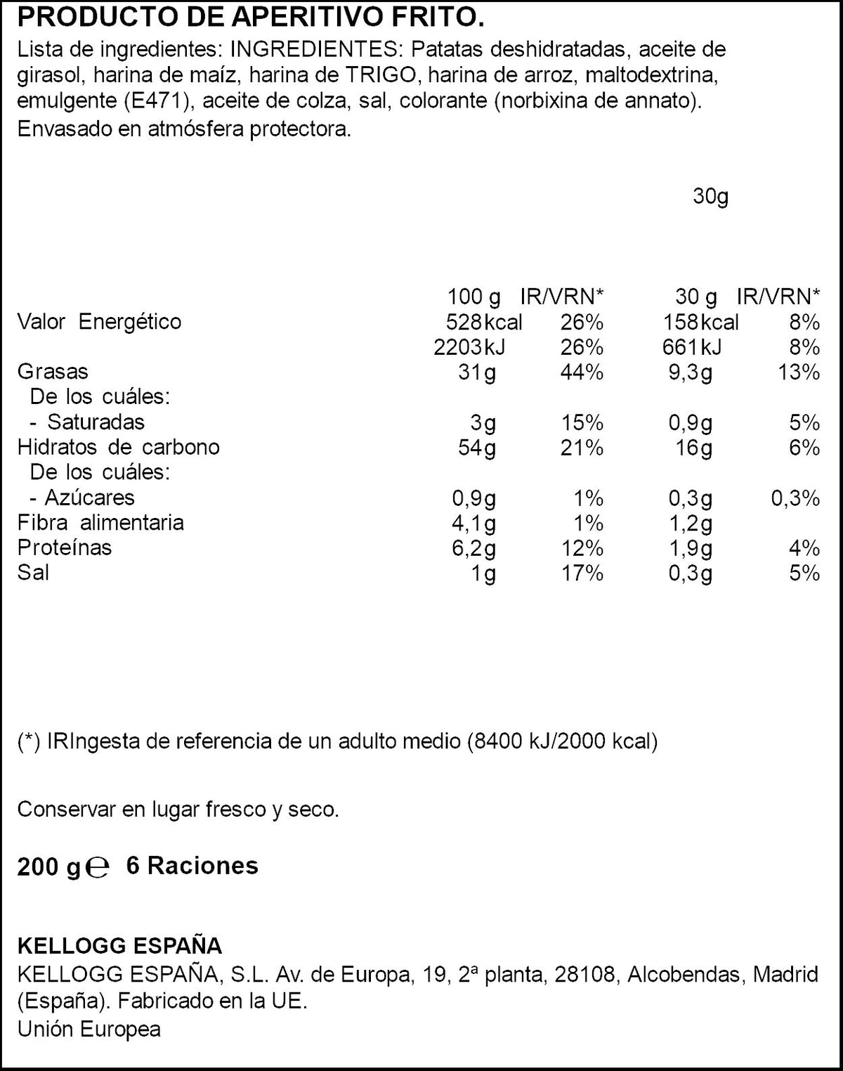 Patatas fritas original bote Pringles 165g