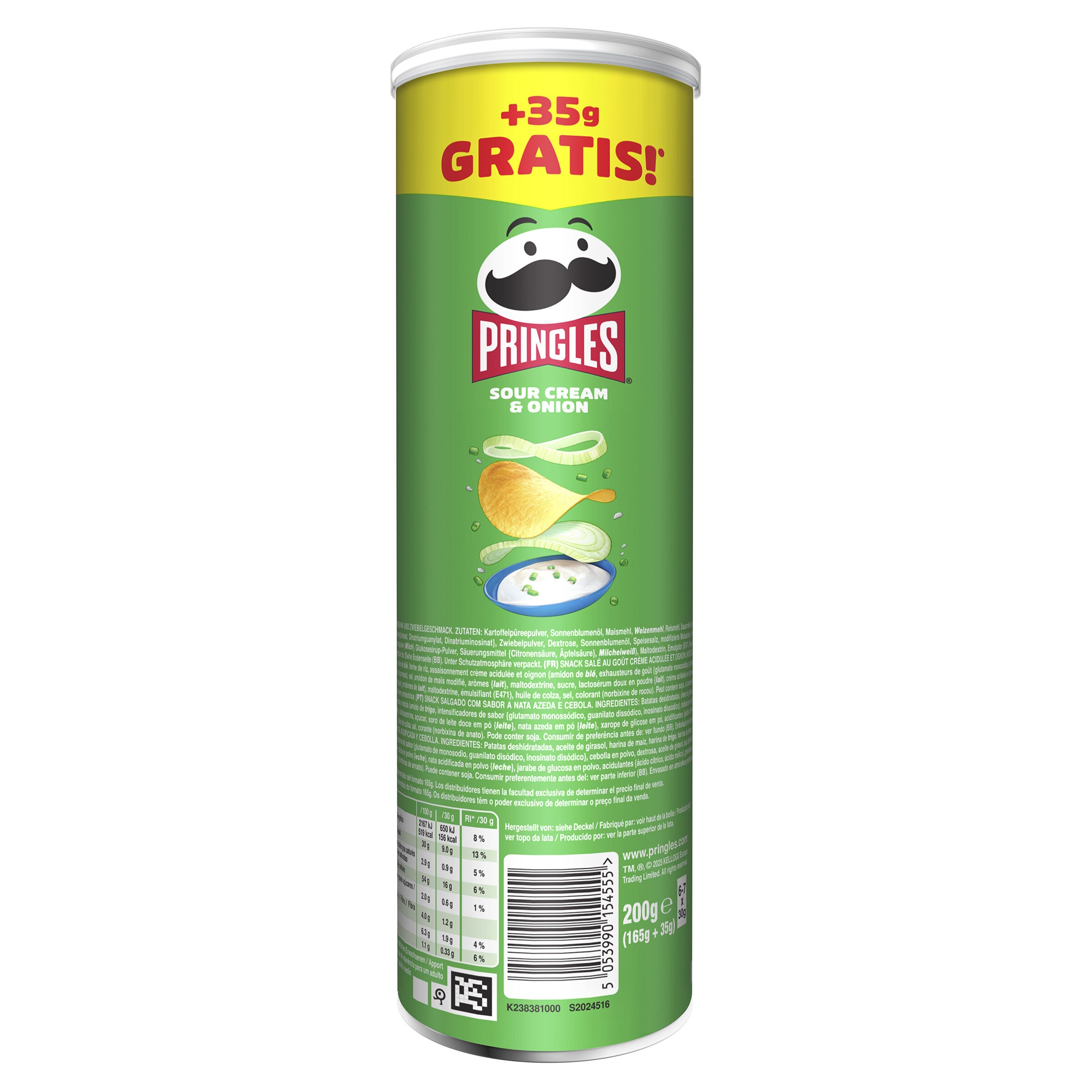 Patatas fritas sour cream & onion Pringles 165g