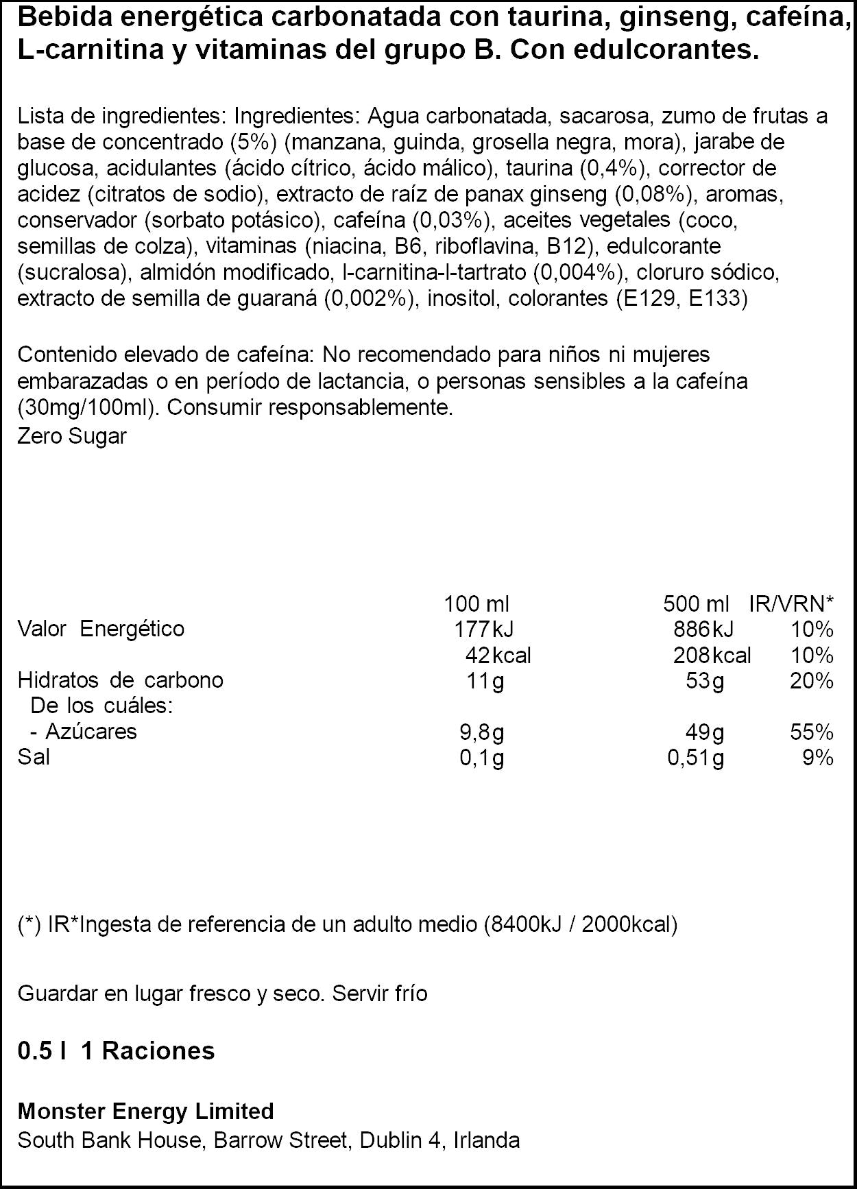 Bebida energética juiced viking berry Monster 500ml