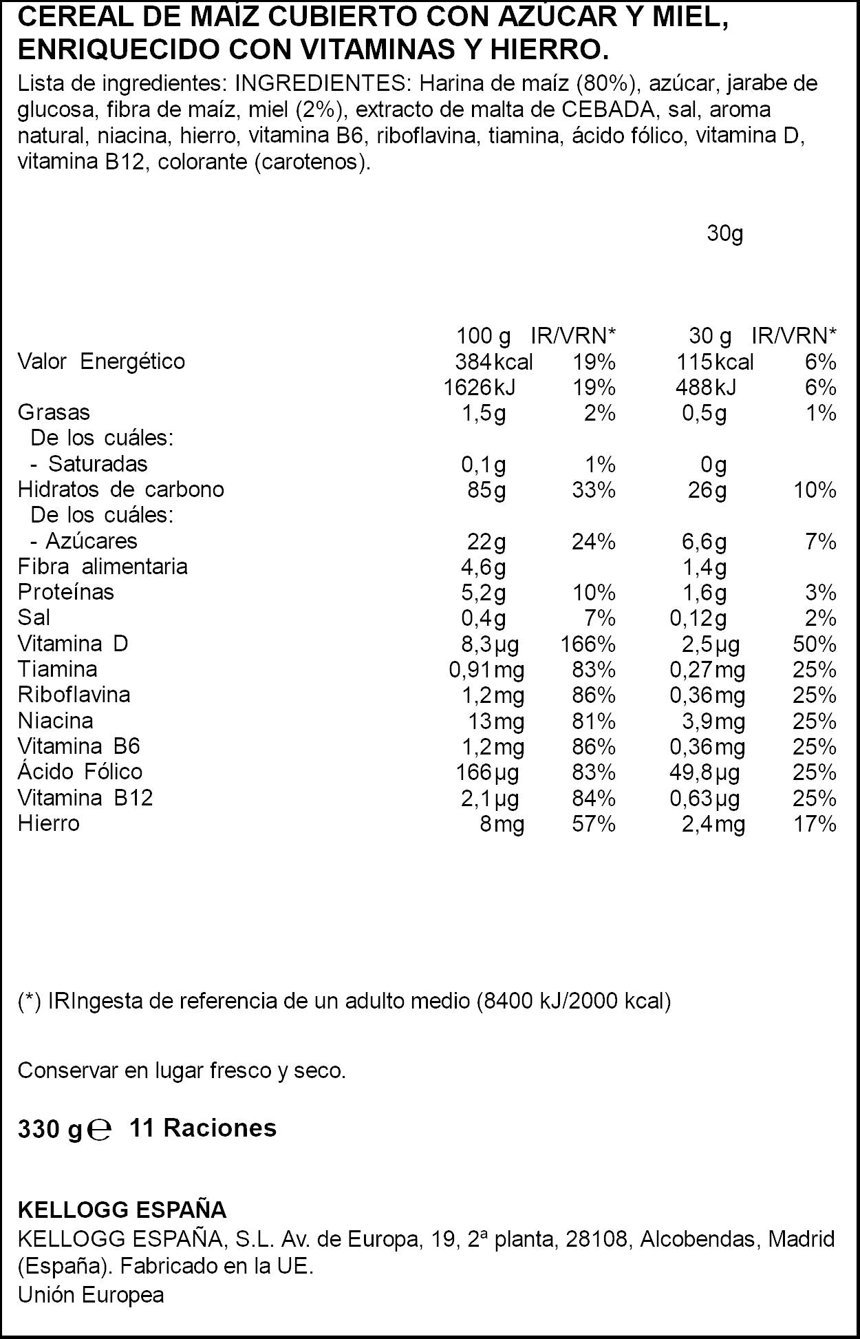 Ceral trigo inflado miel pops Kelloggs 330g