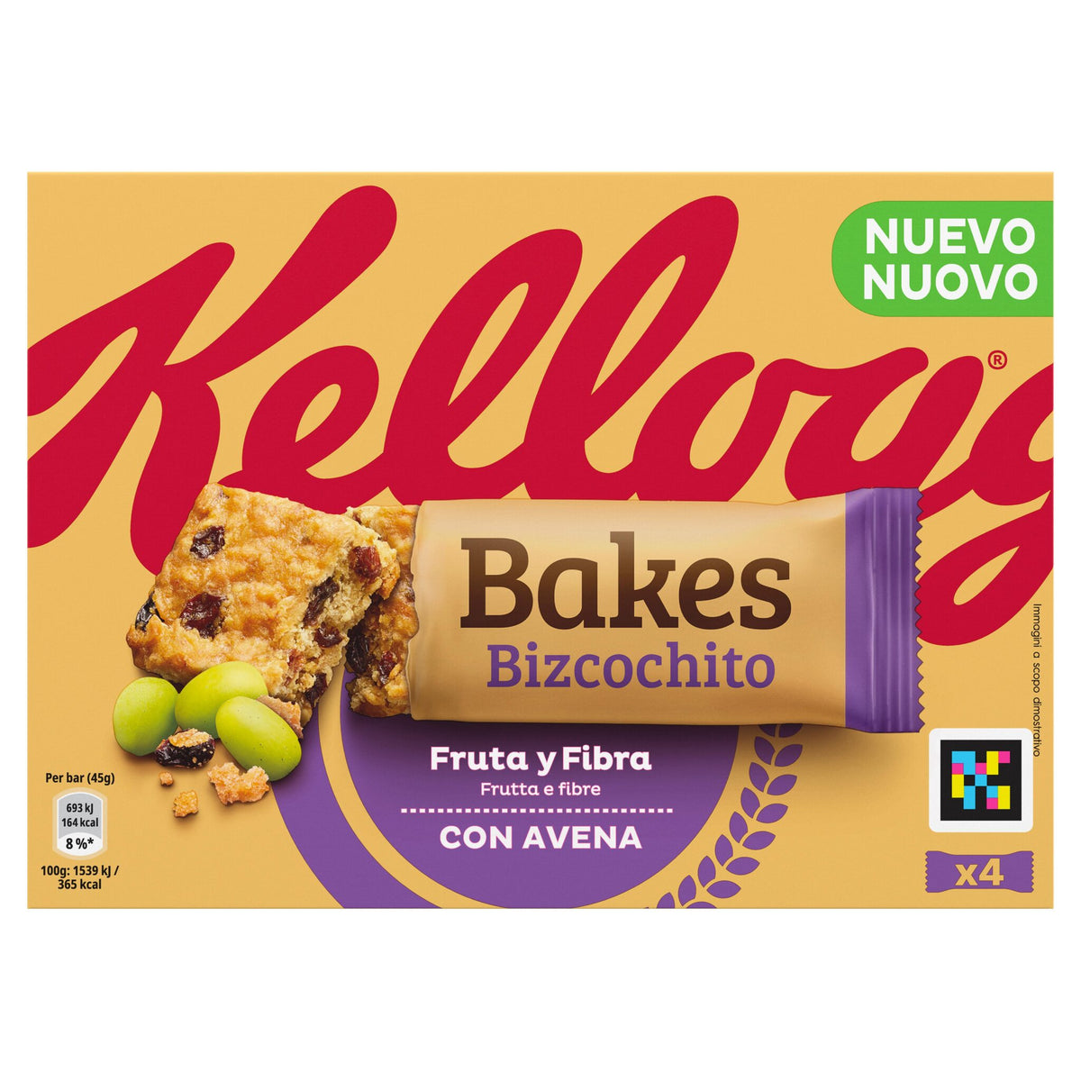 Barrita bizcochito avena c/pasas all bram Kelloggs p4 45g/u
