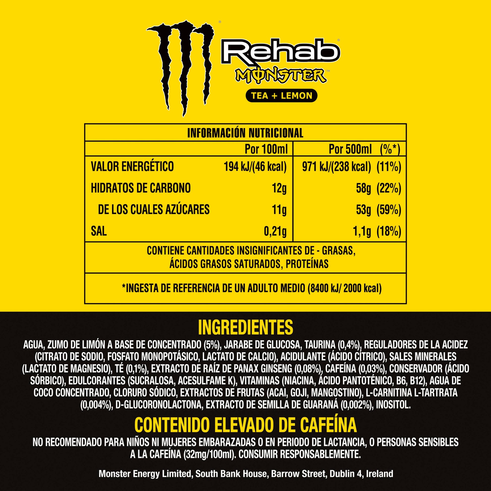 Bebida energetica rehab lemonade Monster 500ml
