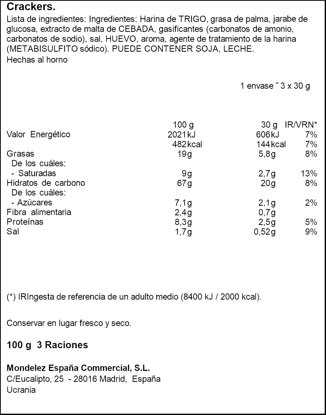 Galleta salada cracker Tuc 100g