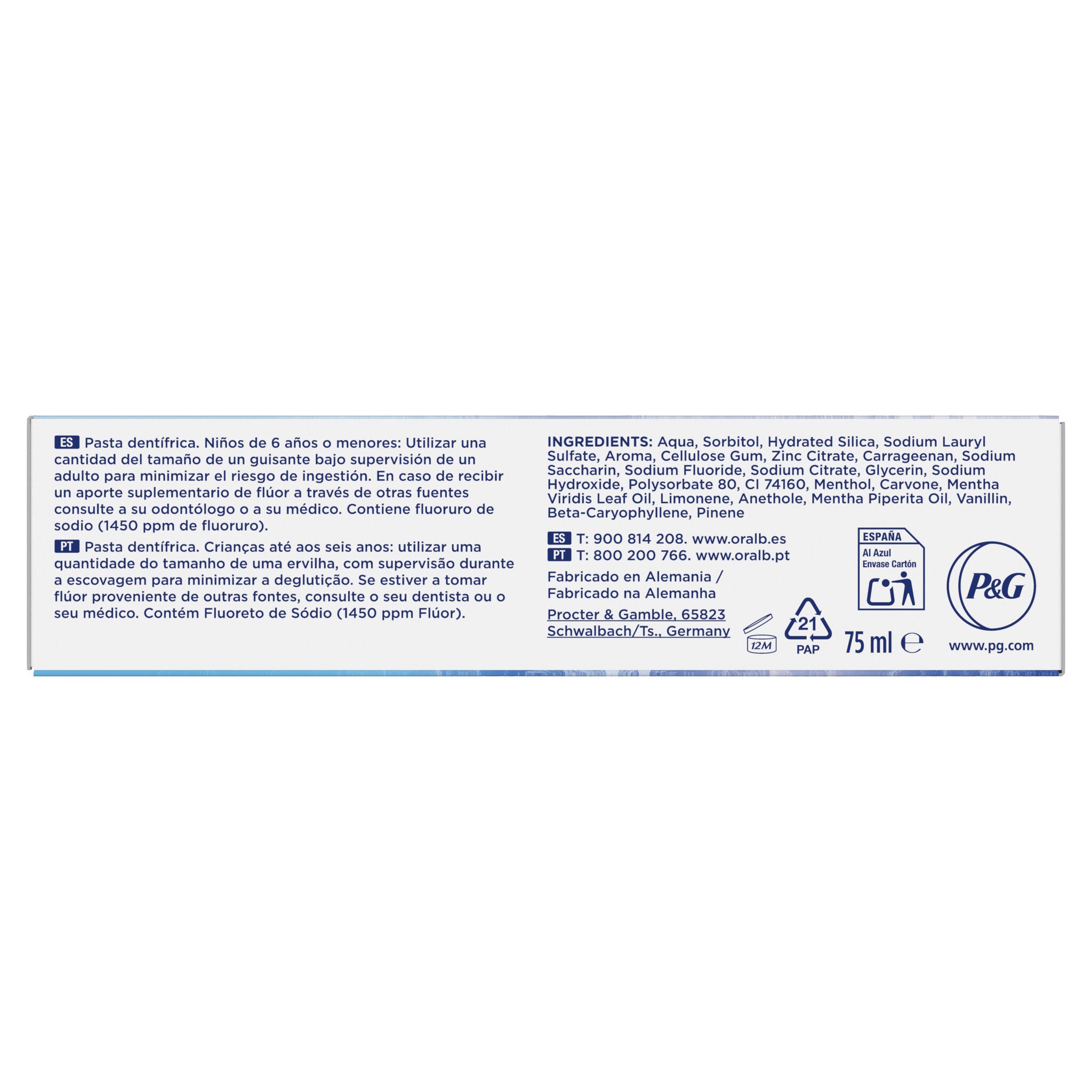 Dentífrico protege&limpia Oral b 75ml