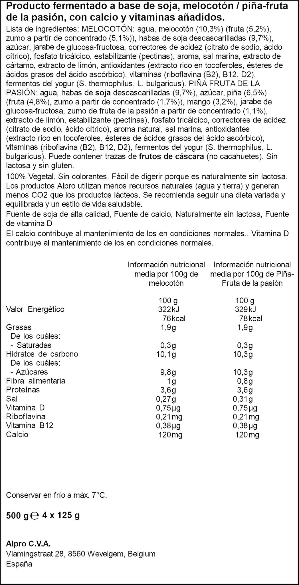 Postre vegetal melo/piña/mar Alpro p4 125g/u