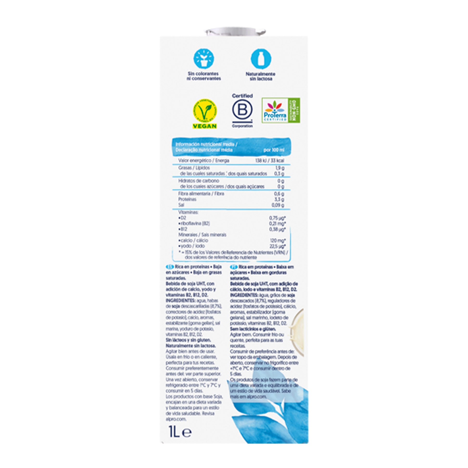 Bebida vegetal de soja s/azucar Alpro 1l