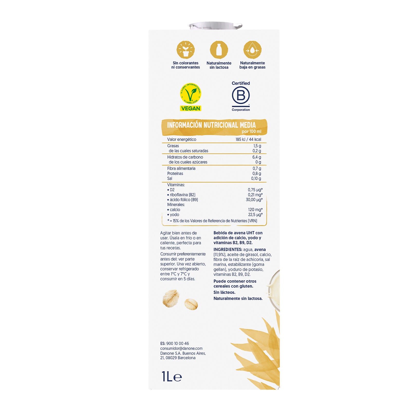 Bebida vegetal  de avena s/azucar Alpro 1l