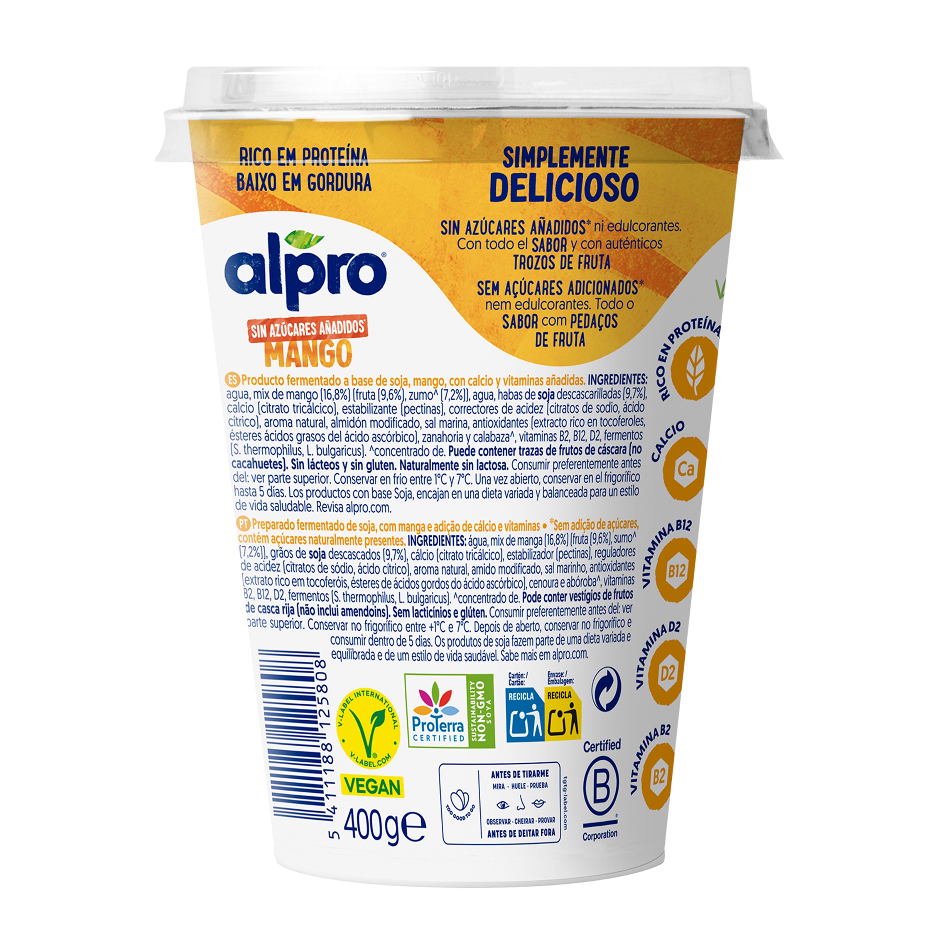 Postre vegetal s/azucar mango Alpro 400g