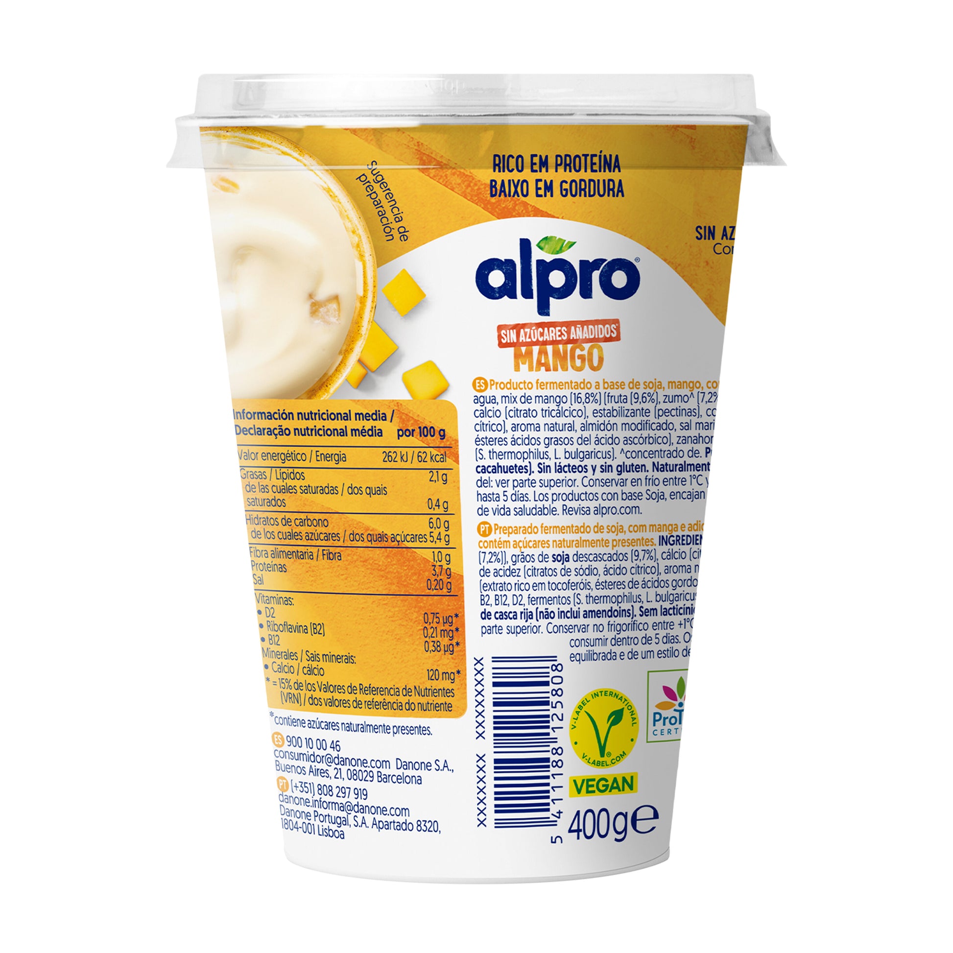 Postre vegetal s/azucar mango Alpro 400g