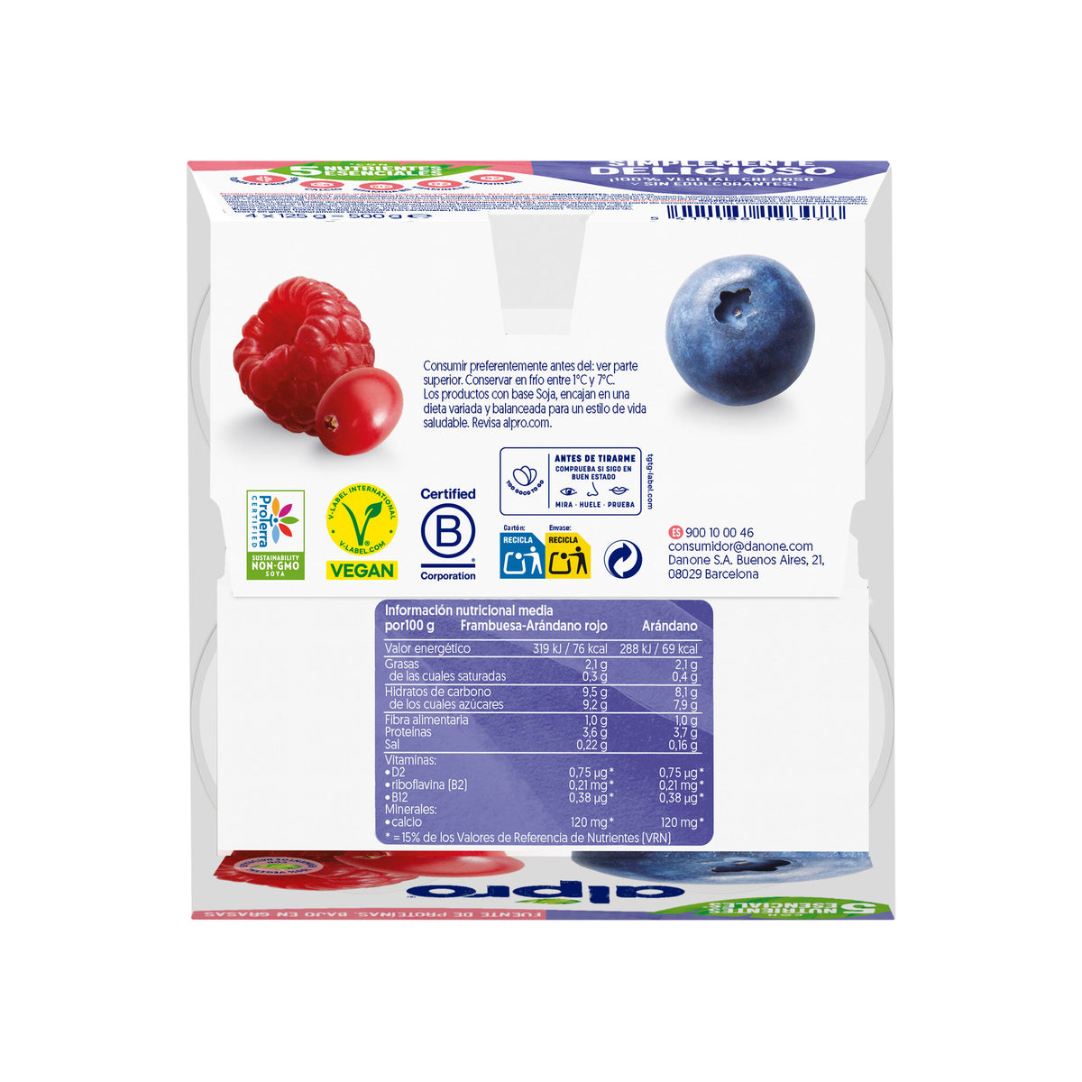 Postre vegetal aran/frut Alpro p4 125g/u
