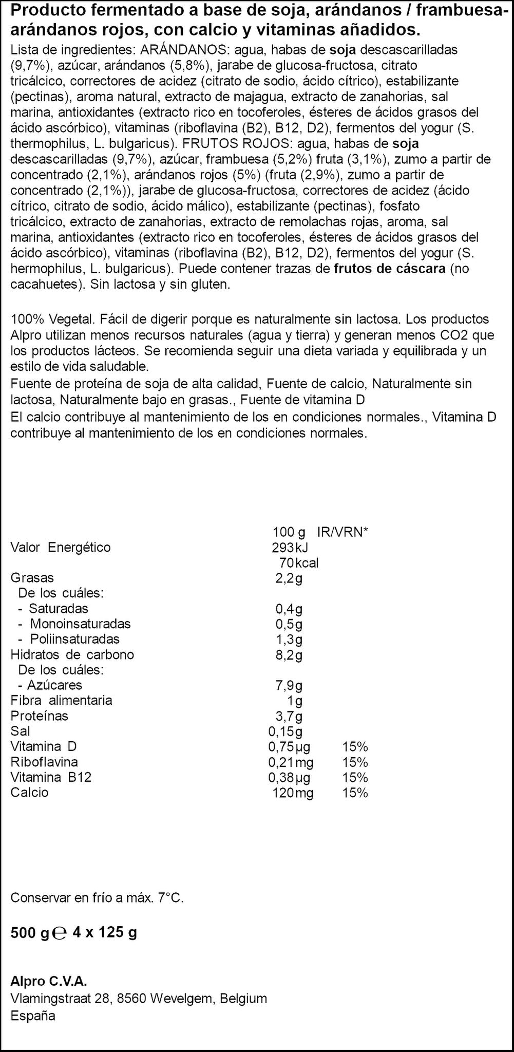 Postre vegetal aran/frut Alpro p4 125g/u