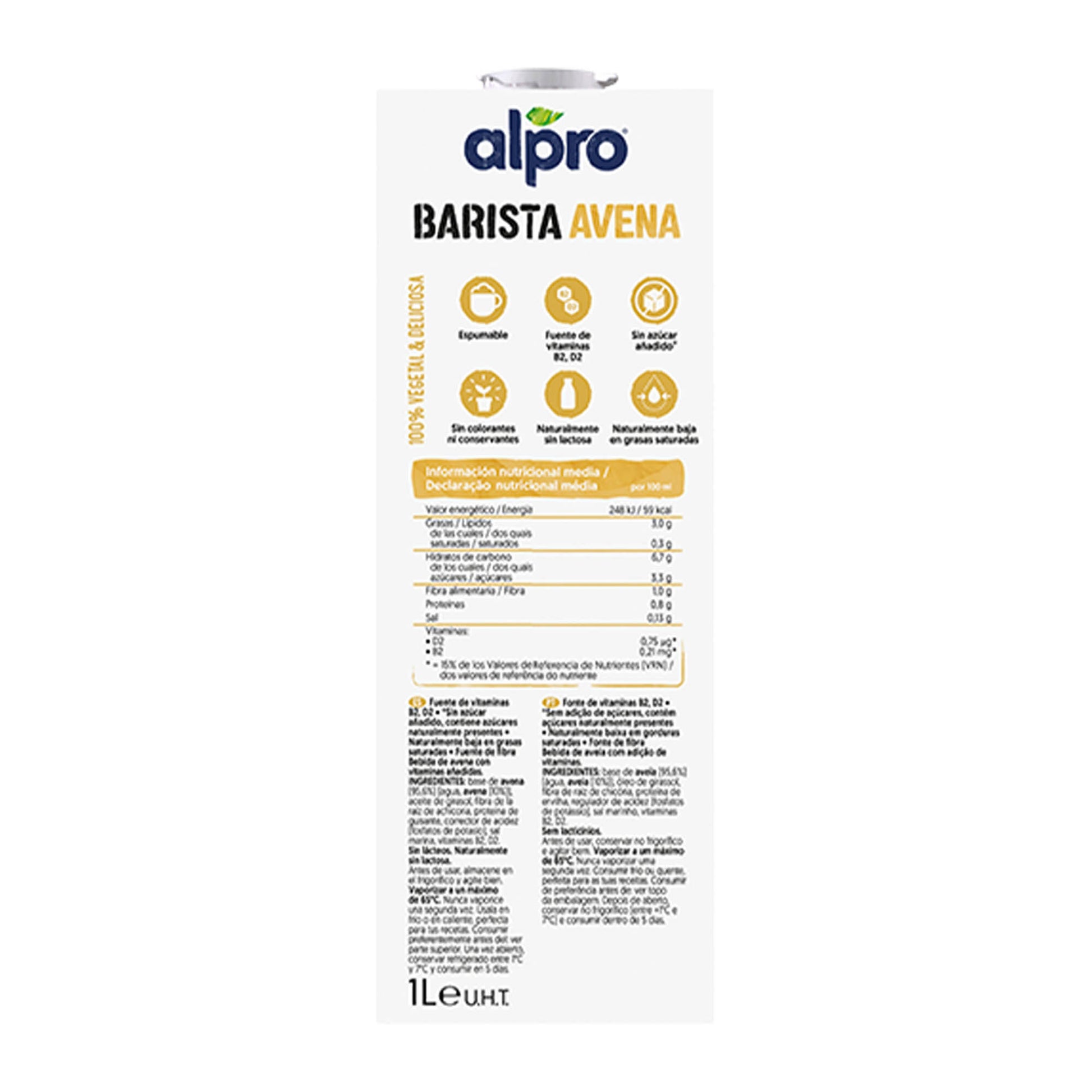 Bebida vegetal avena barista Alpro 1l