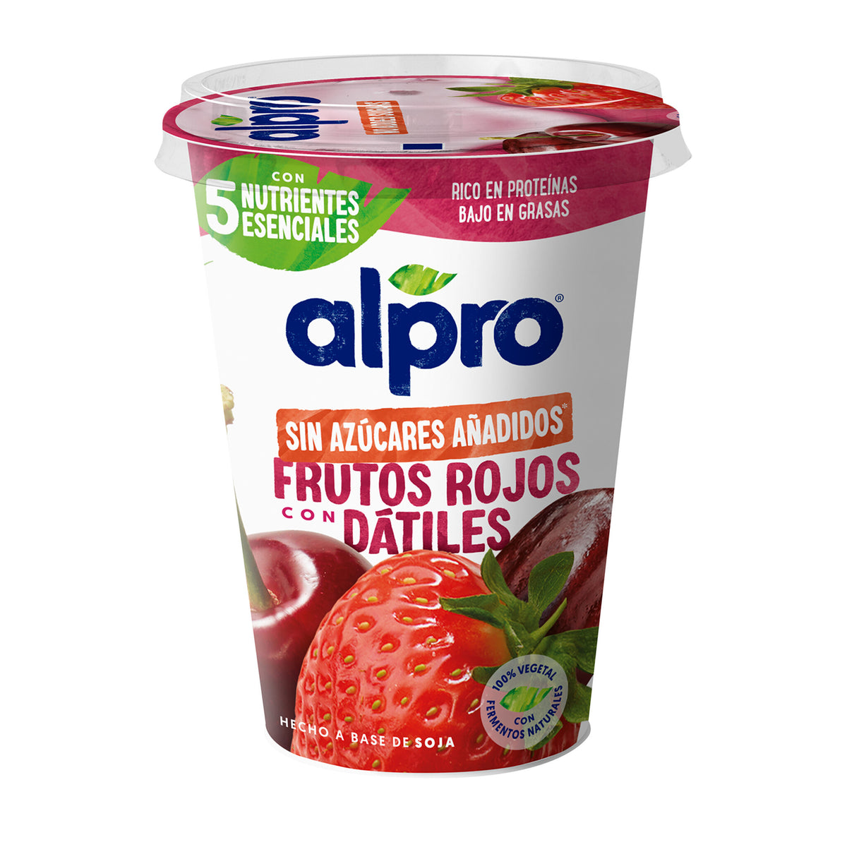 Yogur soja frutos roj/datil Alpro Danone 400g