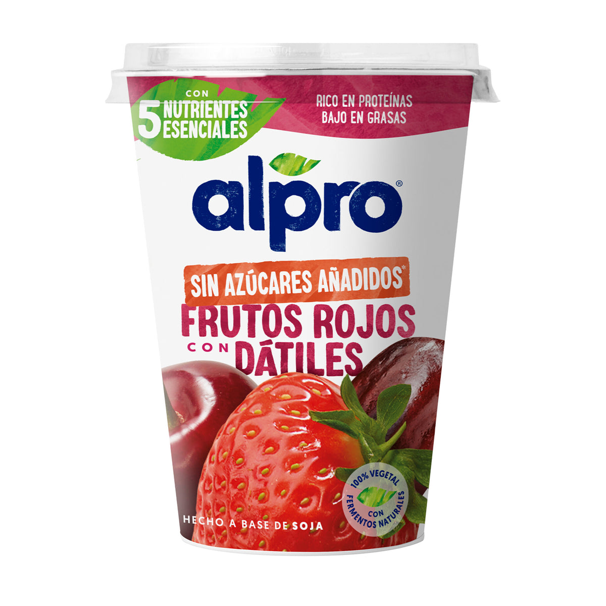 Yogur soja frutos roj/datil Alpro Danone 400g